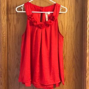 Red silk flowy blouse